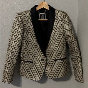 Juicy Couture Palladium Brocade Gold Black Blazer